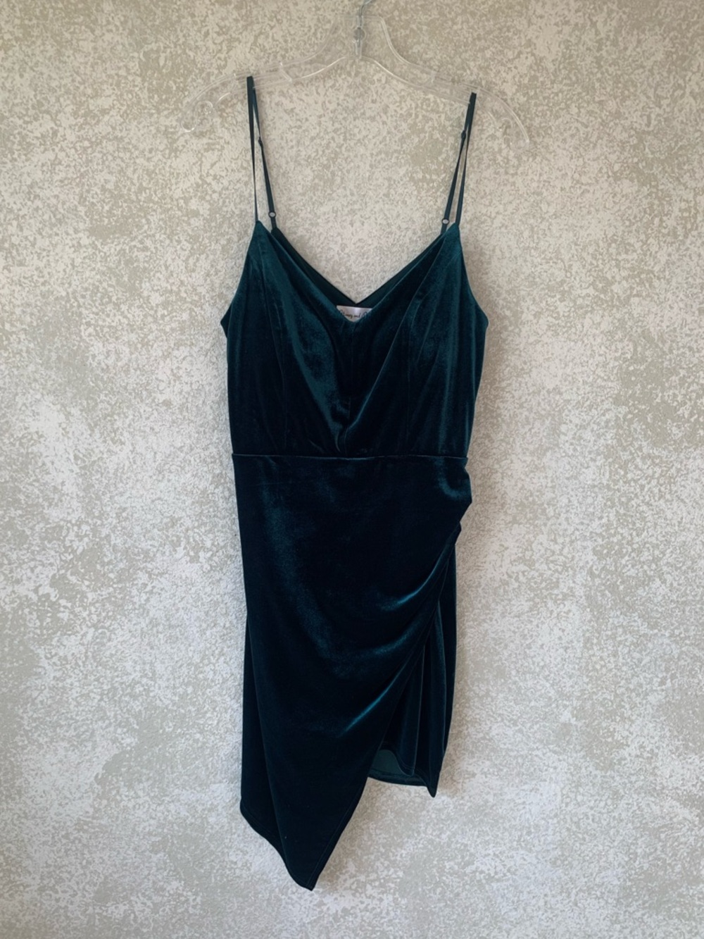 Honey and Rosie Deep Green Velvet Asymmetrical Mini Dress‎ XL Jr Prom Graduation